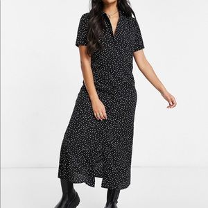 Missguided midi shirt dress with button through detail in polka dot